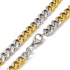 Two Tone Vacuum Plating 201 Stainless Steel Cuban Link Chain Necklace with 304 Stainless Steel Clasps for Men Women NJEW-M194-01C-GP-3