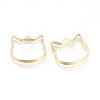 Rack Plating Alloy Kitten Open Back Bezel Pendants X-PALLOY-R099-29G-FF-1
