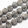 Electroplated Natural Druzy Quartz Crystal Bead Strands G-G889-07-1
