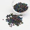 8/0 Electroplated Iris Round Glass Seed Beads X-SEED-A009-3mm-603-1