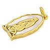 Real 18K Gold Plated Brass Pendants with Shell and Jump Rings KK-D534-04G-04-2