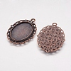 Tibetan Style Oval Alloy Pendant Cabochon Settings TIBEP-Q054-44R-NR-1