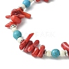 Synthetic Coral & Turquoise & Magnesite Chips Beaded Bracelets for Women BJEW-TA00374-3