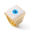 Square Enamel with Evil Eye Wide Band Finger Rings RJEW-A014-02G-02-2