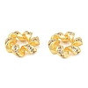 Twisted Brass Micro Pave Clear Cubic Zirconia European Beads KK-C142-02G-1