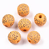 Painted Natural Wood Beads WOOD-T021-53B-10-1