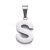 Non-Tarnish 304 Stainless Steel Letter Pendants STAS-H127-S-P-1