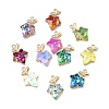 11Pcs 11 Colors Brass with K9 Glass Charms KK-CJ0004-07-8