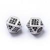 Rack Plating Brass Cubic Zirconia Beads ZIRC-S029-01P-2