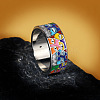 Eye Pattern Brass Micro Pave Clear Cubic Zirconia Enamel Finger Rings FS-WGB4C19-04-2