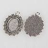 Tibetan Style Alloy Pendant Cabochon Settings TIBEP-N003-29AS-2