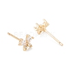 Brass Micro Pave Clear Cubic Zirconia Stud Earrings KK-D063-14G-2