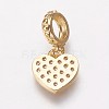 Brass Cubic Zirconia European Dangle Charms KK-P134-02G-2