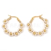 304 Stainless Steel & Bohemian Beaded Flower Hoop Earrings for Women EJEW-R001-02G-02-2