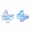 Two Tone Transparent Spray Painted Glass Charms GLAA-T016-22C-2