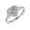 Rhodium Plated 925 Sterling Silver Micro Pave Cubic Zirconia Adjustable Rings AJEW-U007-20P-4