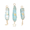 3Pcs 3 Styles Electroplated Natural Quartz Crystal Pointed Copper Wire Wrapped Pendants PALLOY-JF03766-04-1