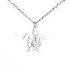 Ocean 304 Stainless Steel Hollow Floral Turtle Pendant Necklaces for Women WG89907-01-2