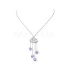 201 Stainless Steel Cloud with Glass Tassel Pendant Necklace for Women  NJEW-JN04274-4