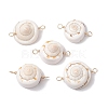 Natural Shiva Eye Shell Links Connector Charms with Real 18K Gold Plated Copper Wire Double Loops PALLOY-JF02629-1