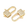 Square Brass Micro Pave Clear Cubic Zirconia Lobeter Claw Clasps KK-C162-018G-2
