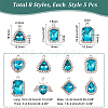 40Pcs 8 Style Platinum Plated Alloy Glass Pendants Sets ALRI-PH0001-27B-2