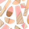 20Pcs 5 Style Resin & Wood Semi Circle Pendants RESI-LS0001-45-4