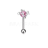 Titanium Alloy Pink Cubic Zirconia Eyebrow Curved Barbell Rings WGA8E4A-04-1