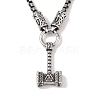 304 Stainless Steel Box Chain Viking Mjolnir Thor Hammer Pendant Necklaces for Men NJEW-K278-11AS-1