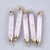 Electroplate Natural Rose Quartz Links connectors G-S344-73H-1