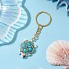 Handmade Glass Seed Beads & Synthetic Turquoise Turtle Pendant Keychain KEYC-MZ00024-02-2