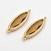 Faceted Horse Eye Golden Plated Brass Glass Links Connectors KK-J084-06G-1