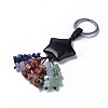 Natural & Synthetic Mixed Gemstone Star with Mixed Gemstone Chips Beaded Tassel Keychains KEYC-P012-01P-2