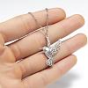 201 Stainless Steel Laser Cut Bird Pendant Necklaces for Women FS-WG55B1A-02-2