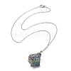 Natural Mixed Gemstone Nugget Pendant Necklace with 304 Stainless Steel Chains NJEW-JN04385-3