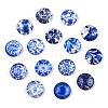 Blue and White Floral Printed Glass Cabochons GGLA-A002-12mm-XX-2