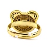 Bear Brass Micro Pave Cubic Zirconia Open Cuff Ring for Women RJEW-U003-22B-G-3