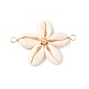 Natural Mixed Cowrie Shell Connector Charms PALLOY-JF03858-02-2
