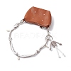 Polyester & Spandex Cord Rope Braided Human & Natural Cowrie Shell Charm Iron Chain Bag Decorative Chains AJEW-BA00173-03-3
