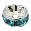 Rondelle Silver Color Plated Brass Grade A Rhinestone Spacer Beads RB-F016-03S-NF-1