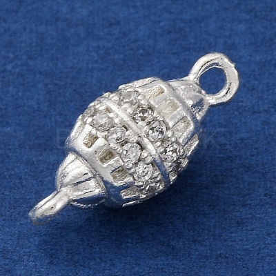 Brass Micro Pave Clear Cubic Zirconia Hollow Oval Connector Charms KK-A230-05A-S-1