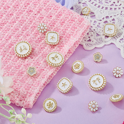 15Pcs 5 Styles 1-Hole Alloy Enamel Shank Buttons BUTT-TA0001-47A-1