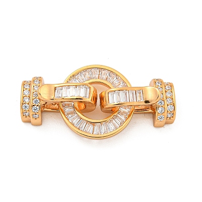 925 Sterling Silver Micro Pave Clear Cubic Zirconia Fold Over Clasps STER-U001-14G-1