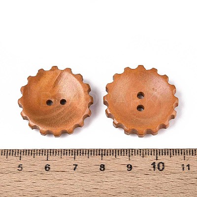 Spray Painted Natural Wood Buttons WOOD-T032-34C-1