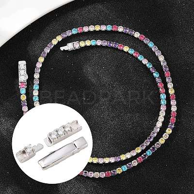 925 Sterling Silver Micro Pave Clear Cubic Zirconia Bayonet Clasps STER-C016-01A-P-1