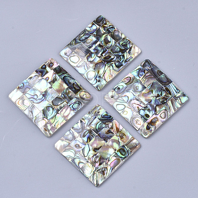 Single-Sided Natural Abalone Shell/Paua Shell Pendants SSHEL-N034-10-1