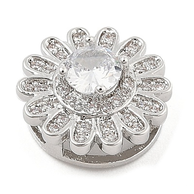 Brass Micro Pave Cubic Zirconia Slide Charms ZIRC-I068-12P-1