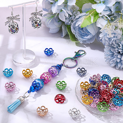 100Pcs UV Plated ABS Bead Caps OACR-SP0002-20-1
