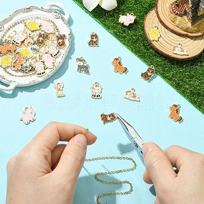 40Pcs 8 Styles Zinc Alloy Enamel Pendants FIND-CJ0004-47-1