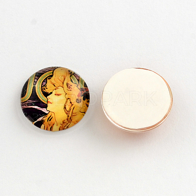 Sexy Woman Pattern Glass Flatback Cabochons GGLA-R026-18mm-17-1